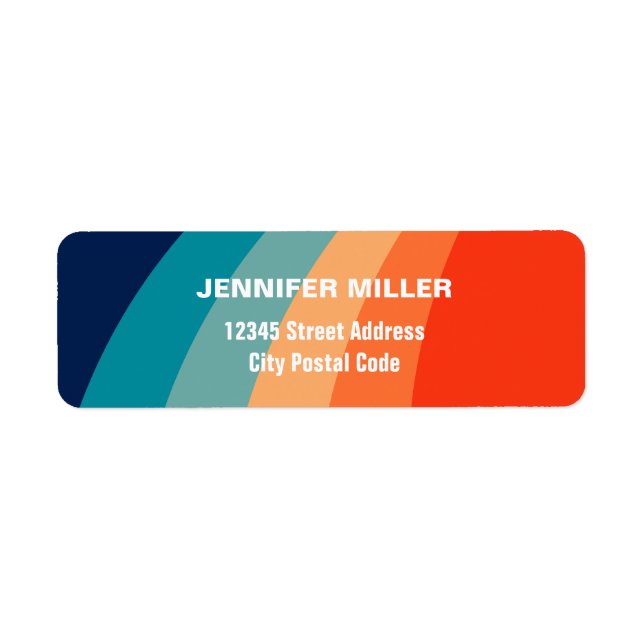 Colourful retro sun rays return address label (Front)