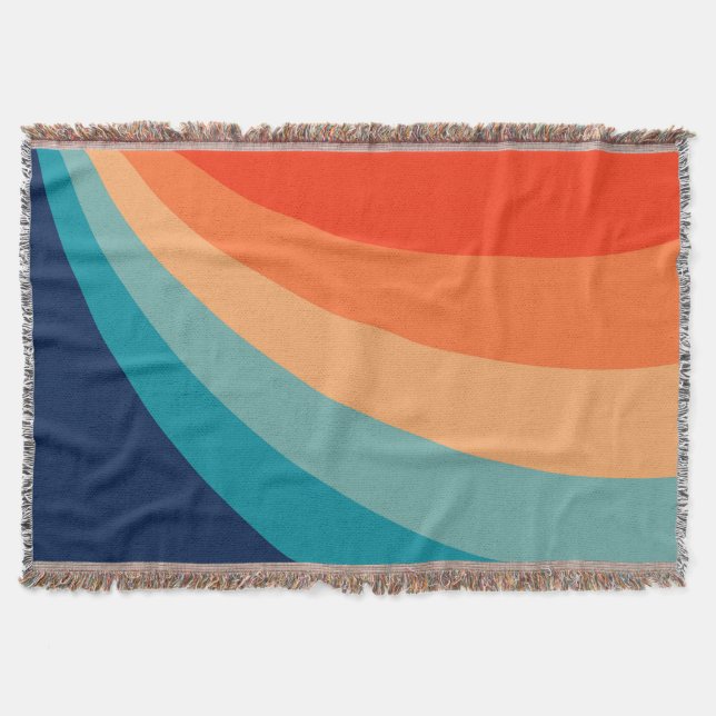 Colourful retro sun rays throw blanket (Front)