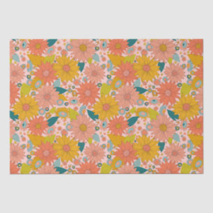 Colourful retro sunflower garden tissue paper