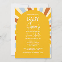 Colourful Retro Sunshine Baby Shower Invitation