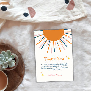 Colourful Retro Sunshine Baby Shower  Thank You Card