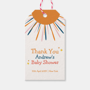 Colourful Retro Sunshine Baby Shower Thank You Gift Tags