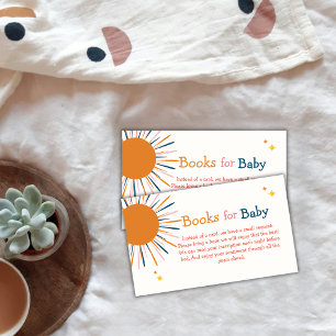 Colourful Retro Sunshine Books For Baby Shower Enclosure Card