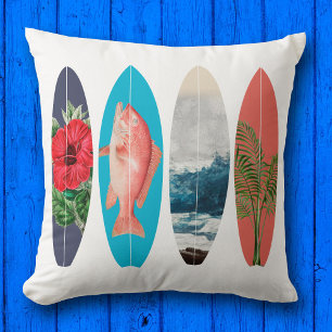 Colourful Retro Surfboards Cushion