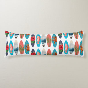 Colourful Retro Surfboards Pattern Body Cushion