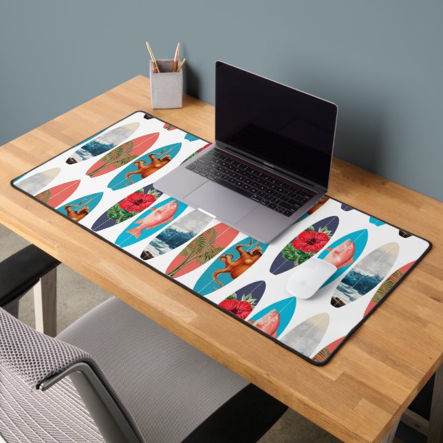 Colourful Retro Surfboards Pattern Desk Mat (Office 2)