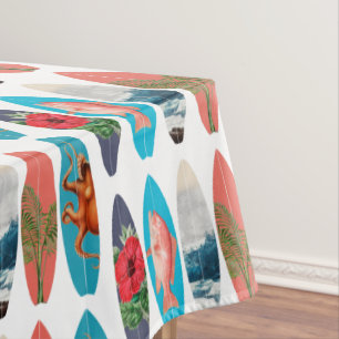Colourful Retro Surfboards Pattern Tablecloth