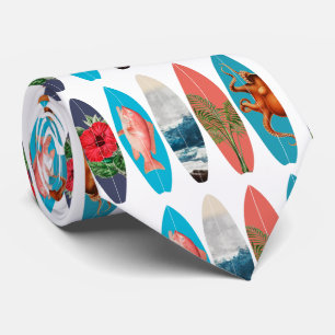 Colourful Retro Surfboards Pattern Tie