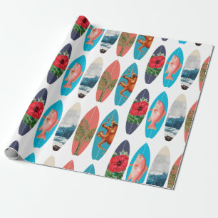 Colourful Retro Surfboards Pattern Wrapping Paper