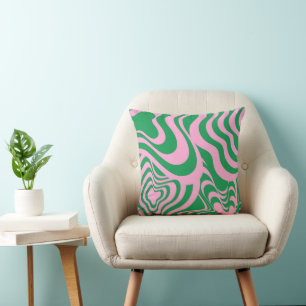 Colourful Retro Swirl Groovy Y2K Pattern Cushion