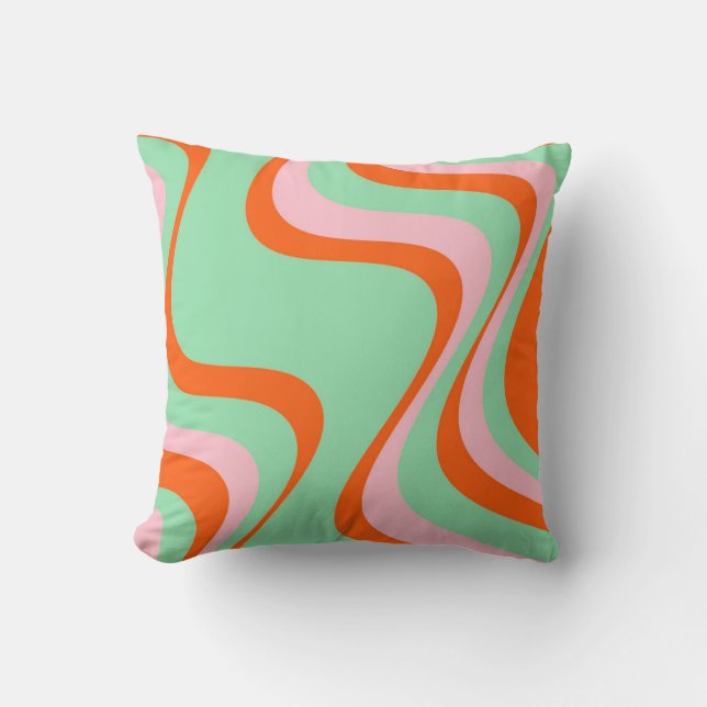 Colourful Retro Swirl Groovy Y2K Pattern  Cushion (Front)