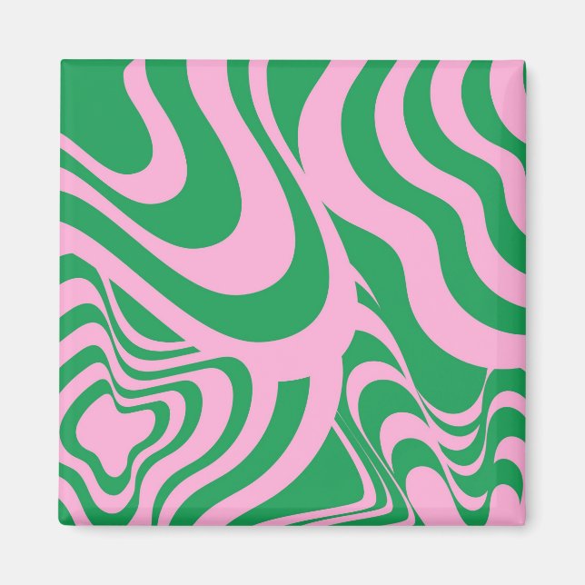 Colourful Retro Swirl Groovy Y2K Pattern  Magnet (Front)
