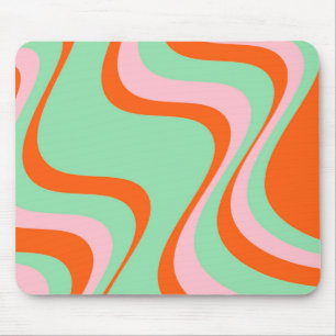 Colourful Retro Swirl Groovy Y2K Pattern  Mouse Pad