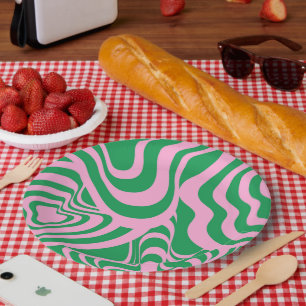 Colourful Retro Swirl Groovy Y2K Pattern Paper Plate