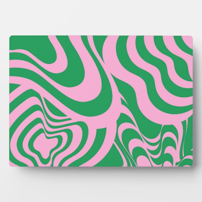 Colourful Retro Swirl Groovy Y2K Pattern  Plaque (Front)