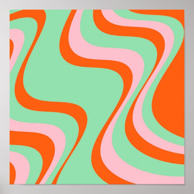 Colourful Retro Swirl Groovy Y2K Pattern  Poster (Front)