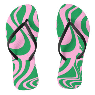 Colourful Retro Swirl Groovy Y2K Pattern  Thongs