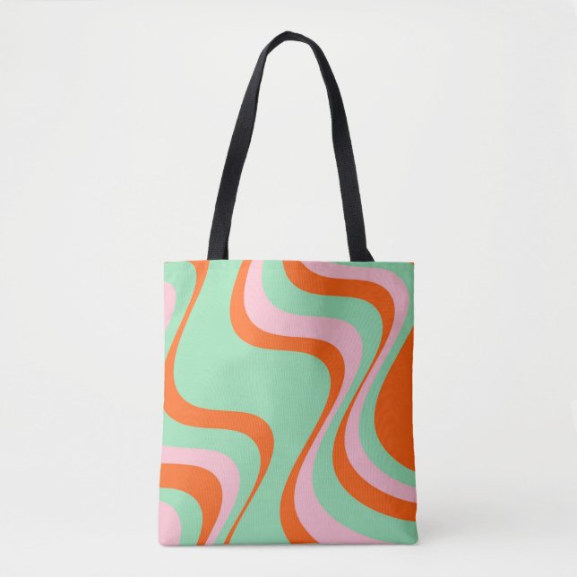 Colourful Retro Swirl Groovy Y2K Pattern  Tote Bag (Front)