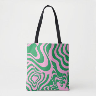 Colourful Retro Swirl Groovy Y2K Pattern Tote Bag