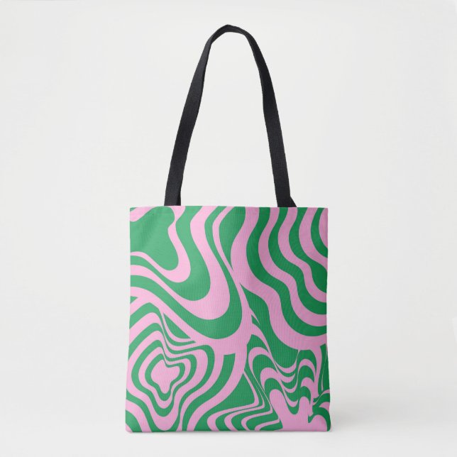 Colourful Retro Swirl Groovy Y2K Pattern  Tote Bag (Front)