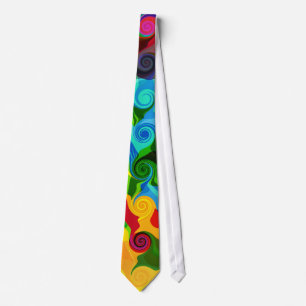 Colourful Retro Swirl Painting Abstract Art 3 Tie