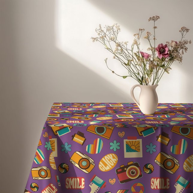 Colourful Retro Tablecloth Groovy Pastel Accent (Colorful Retro Tablecloth Groovy Pastel Accent)