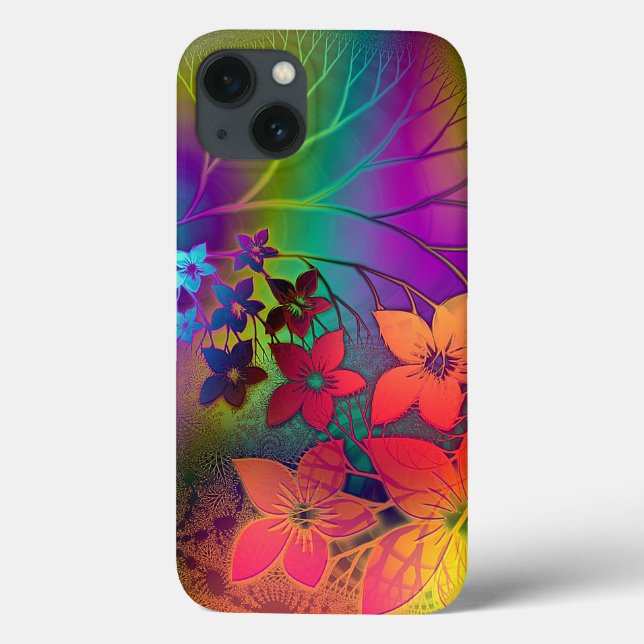 Colourful Retro Tie-Dye Rainbow Floral Pattern Case-Mate iPhone Case (Back)