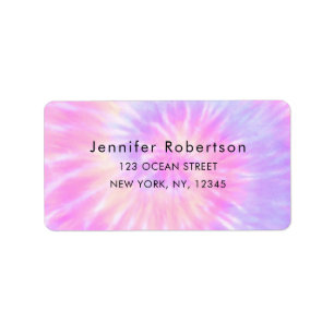 Colourful Retro Tie Dye Tiedye Name Address Label
