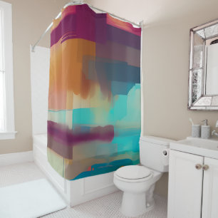 Colourful retro tone blend shower curtain
