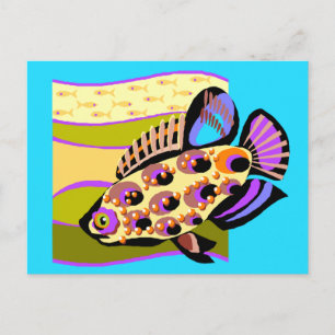 Colourful Retro Tropical Fish Postcard