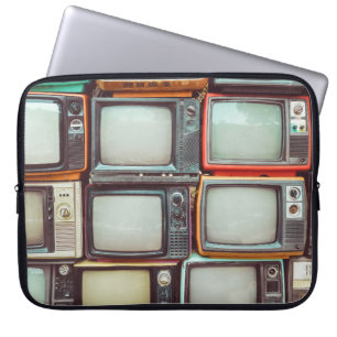 Colourful retro TV pile, vintage. Laptop Sleeve