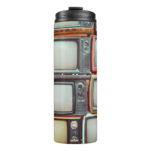 Colourful retro TV pile, vintage. Thermal Tumbler