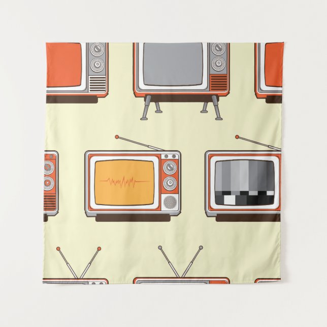 Colourful retro TV, vintage pattern Tapestry (Front)