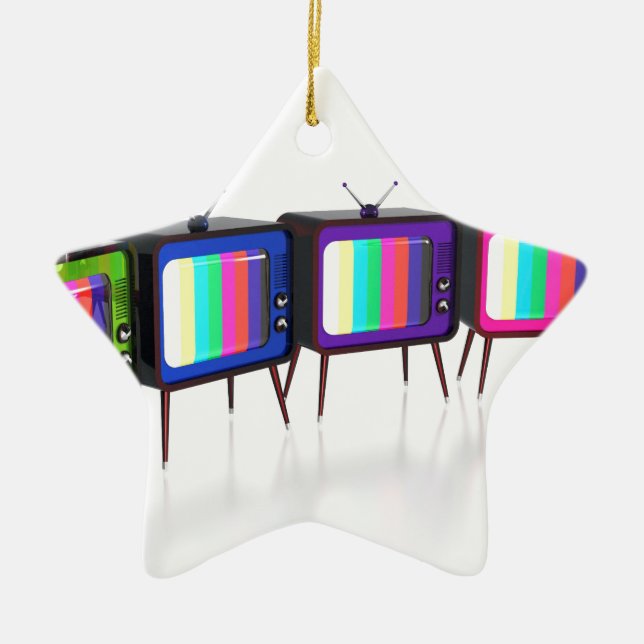 Colourful retro tv's ceramic ornament (Front)