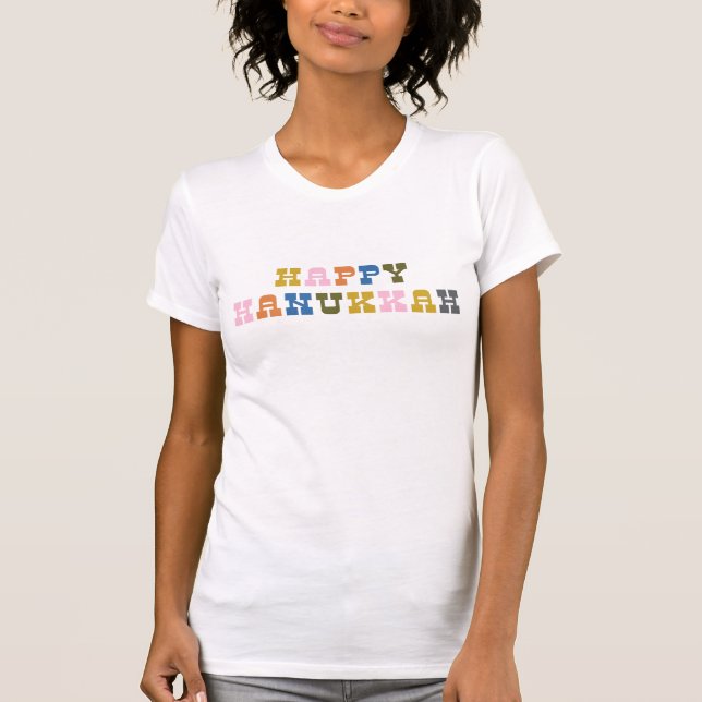 Colourful Retro Typography Hanukkah T-Shirt (Front)