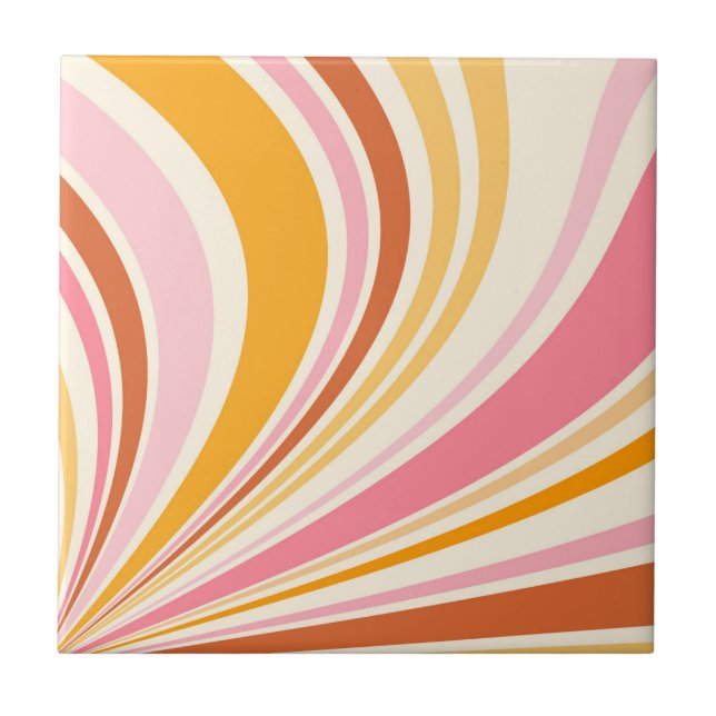 Colourful retro vibes ceramic tile (Front)