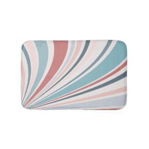 Colourful retro vibes in pink, blue and grey bath mat