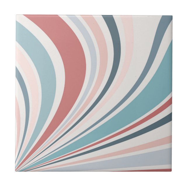 Colourful retro vibes in pink, blue and grey ceramic tile (Front)