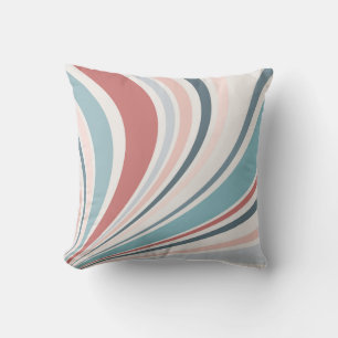 Colourful retro vibes in pink, blue and grey cushion