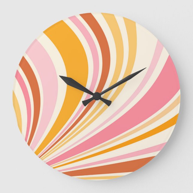 Colourful retro vibes large clock (Front)