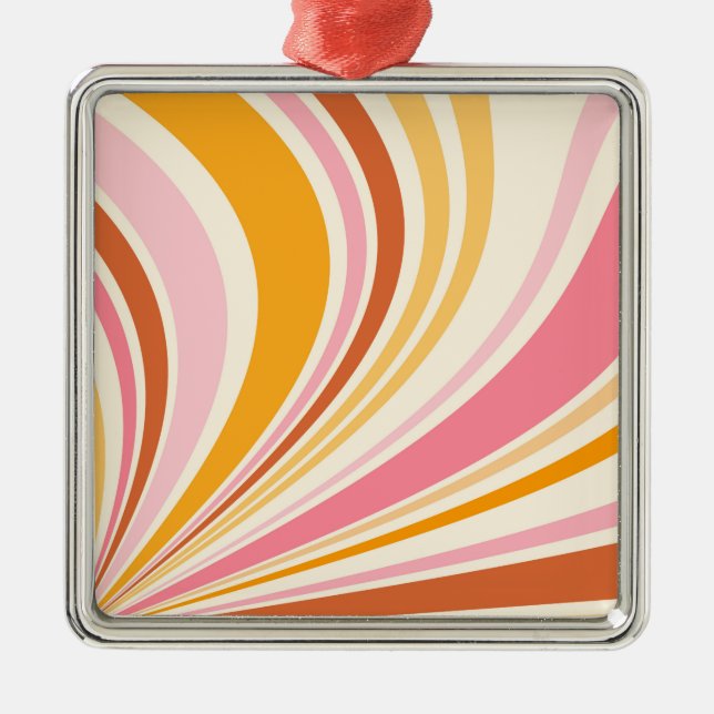 Colourful retro vibes metal ornament (Front)