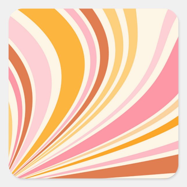 Colourful retro vibes square sticker (Front)