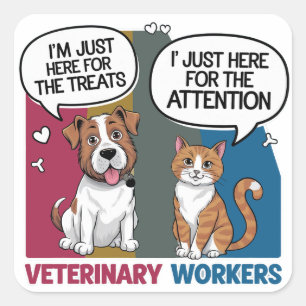 Colourful Retro Vintage Veterinary gift  Square Sticker