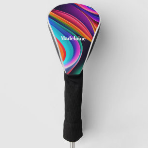 Colourful Retro Waves Personal Golf Head Cover