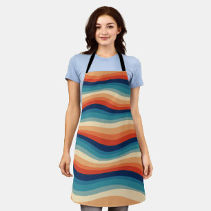 Colourful Retro Waves Vintage Apron