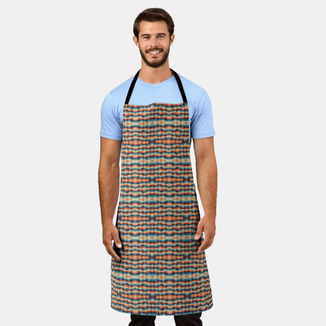 Colourful Retro Waves Vintage Apron (Worn)