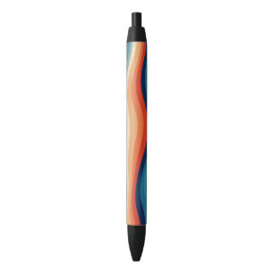 Colourful Retro Waves Vintage Black Ink Pen