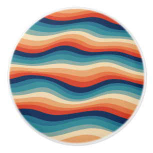 Colourful Retro Waves Vintage Ceramic Knob
