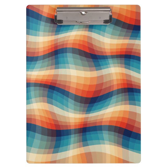 Colourful Retro Waves Vintage Clipboard (Front)