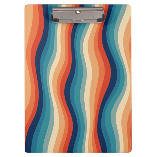 Colourful Retro Waves Vintage Clipboard (Front)